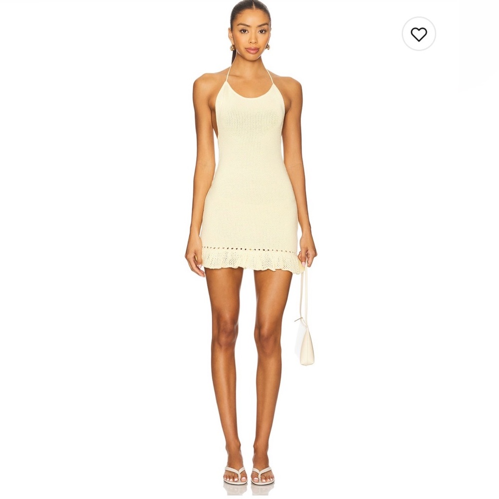 Revolve Crochet Halter Mini Dress in Honey Butter
GUIZIO